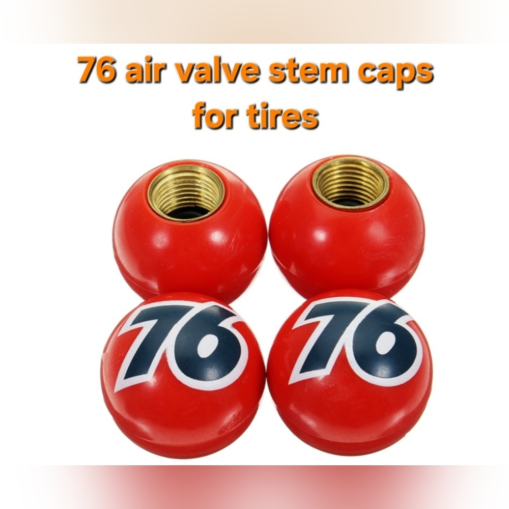 Set Of 4 76 Gas Tire Air Valve Caps